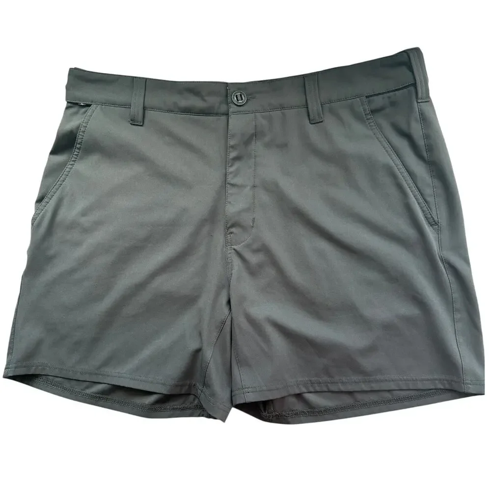 HUK Mens Gray Performance Fishing Shorts XL Quick Dry Stretch Cargo EUC